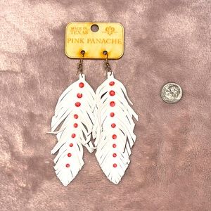 Dangling leather earrings made in Texas